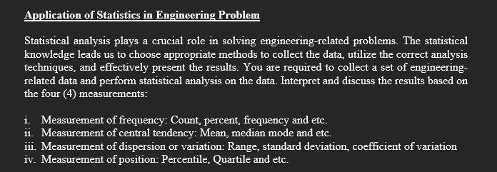Solved Application of Statistics in Engineering Problem | Chegg.com