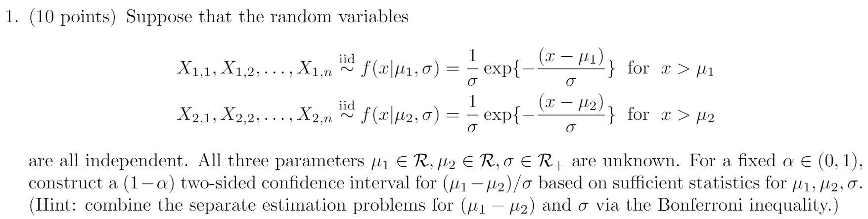 Solved 1. (10 points) Suppose that the random variables | Chegg.com