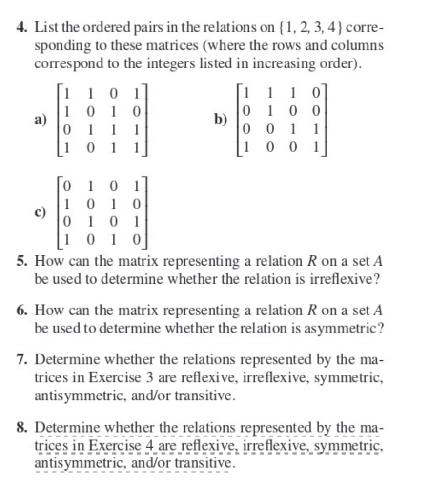 Solved 4 List The Ordered Pairs In The Relations On Chegg Com   PhpHkWiag