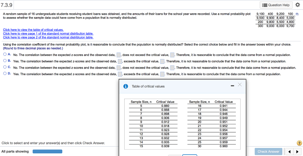 Solved 7.3.9 Question Help * A random sample of 16 | Chegg.com