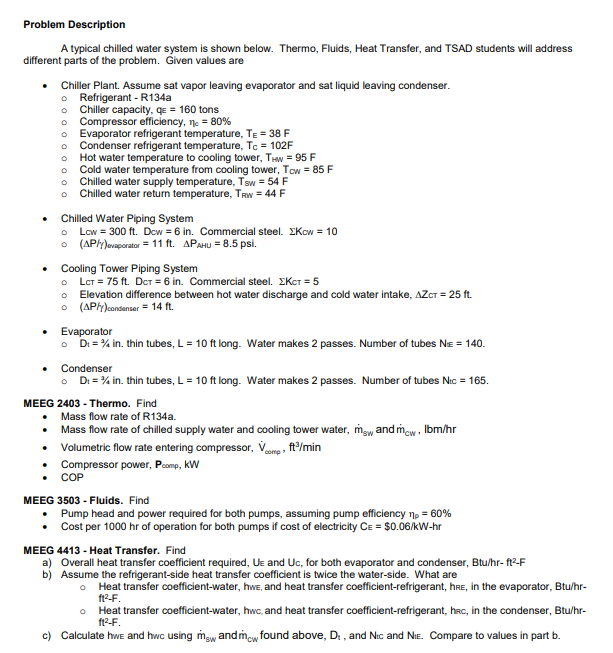 Problem Description A typical chilled water system is | Chegg.com
