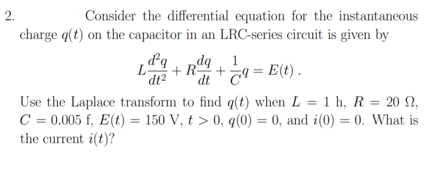 Solved 2. + Consider the differential equation for the | Chegg.com