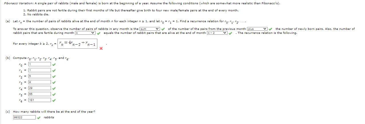 Solved Fibonacci Variation: A single pair of rabbits (male | Chegg.com