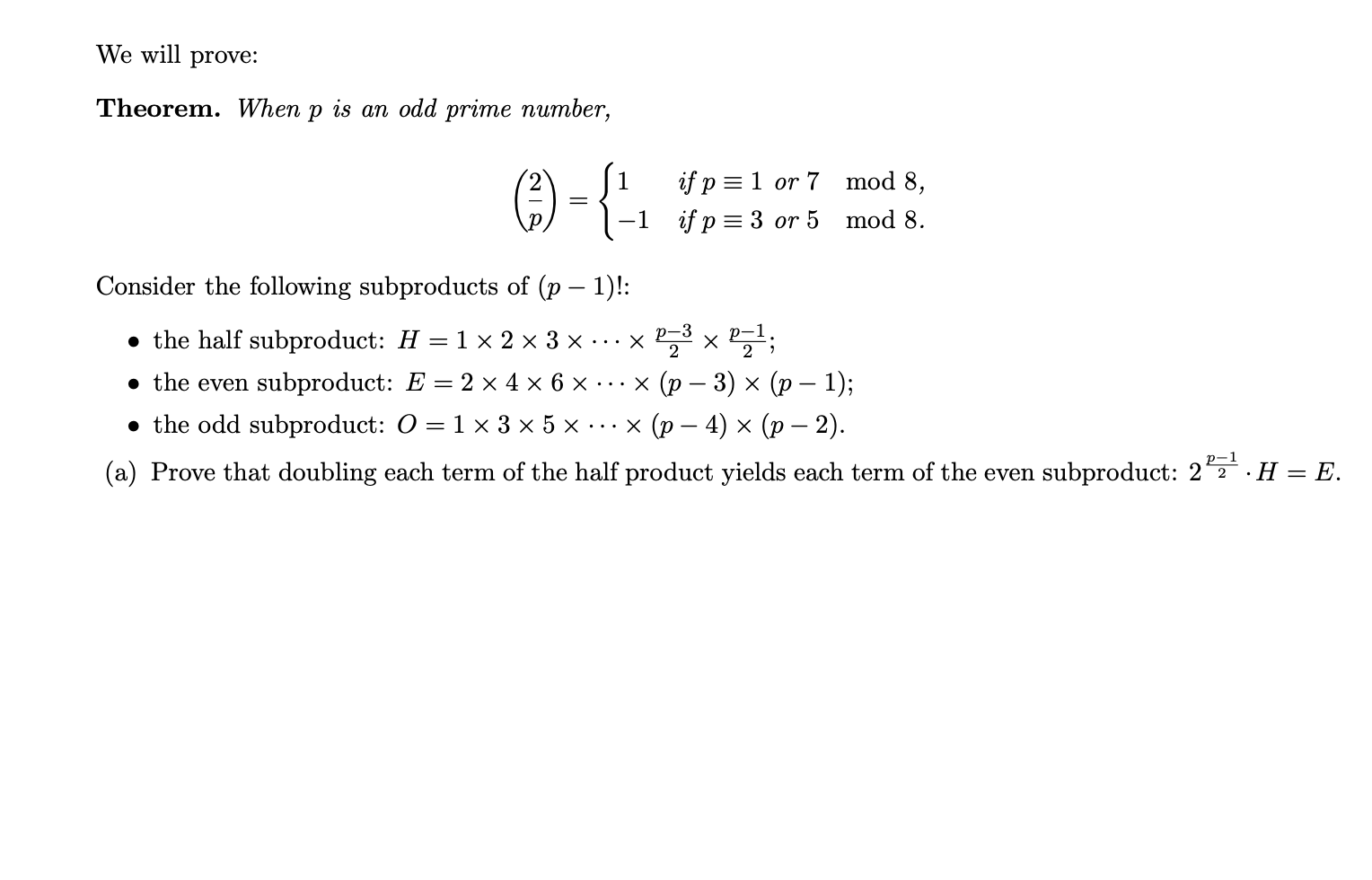 We Will Prove Theorem When P Is An Odd Prime Num Chegg Com