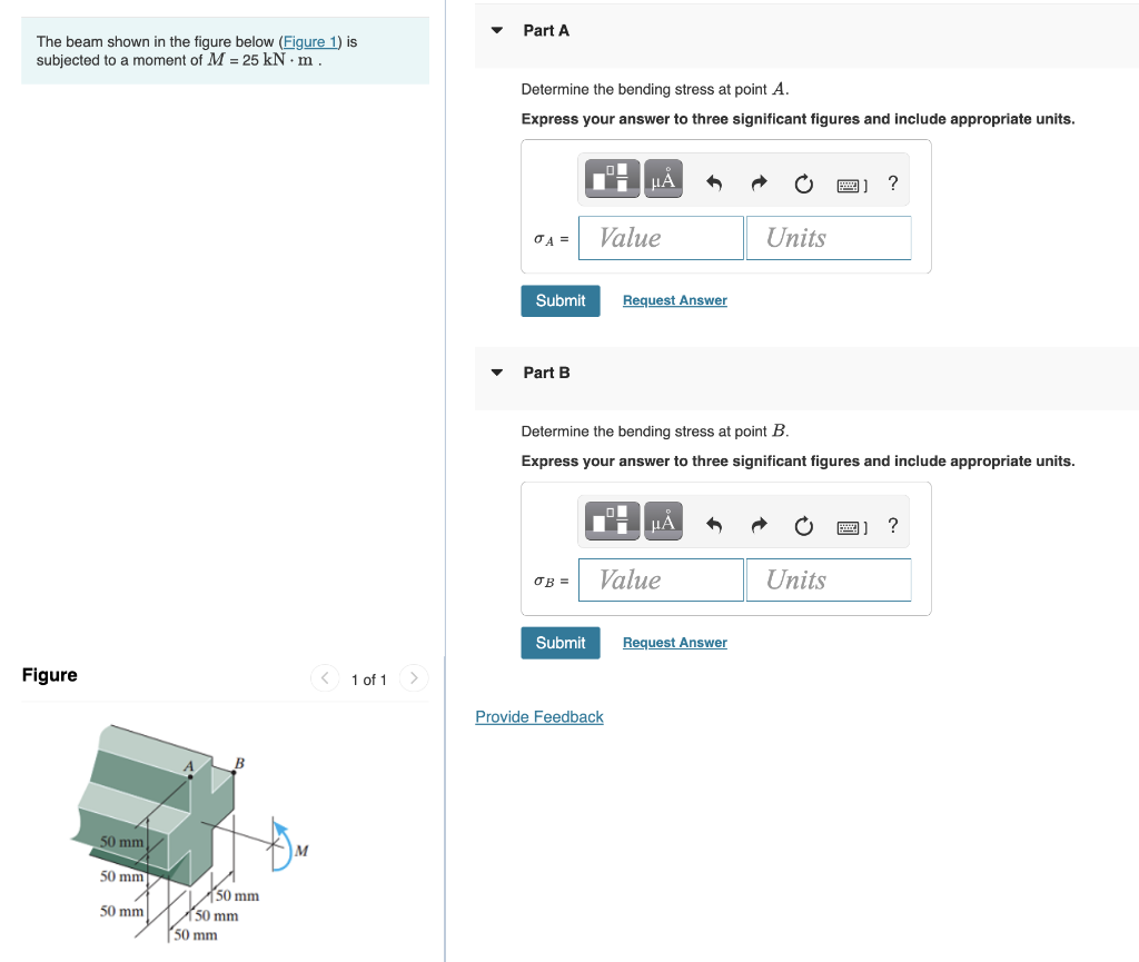 Solved The beam shown in the figure below subjected to a | Chegg.com