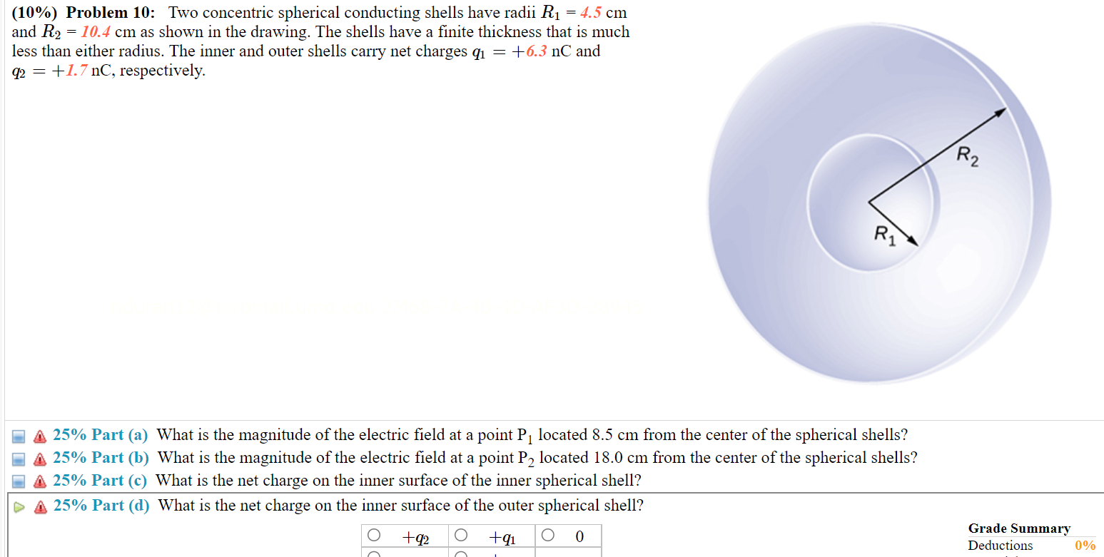 Solved (10\%) Problem 10: Two Concentric Spherical | Chegg.com