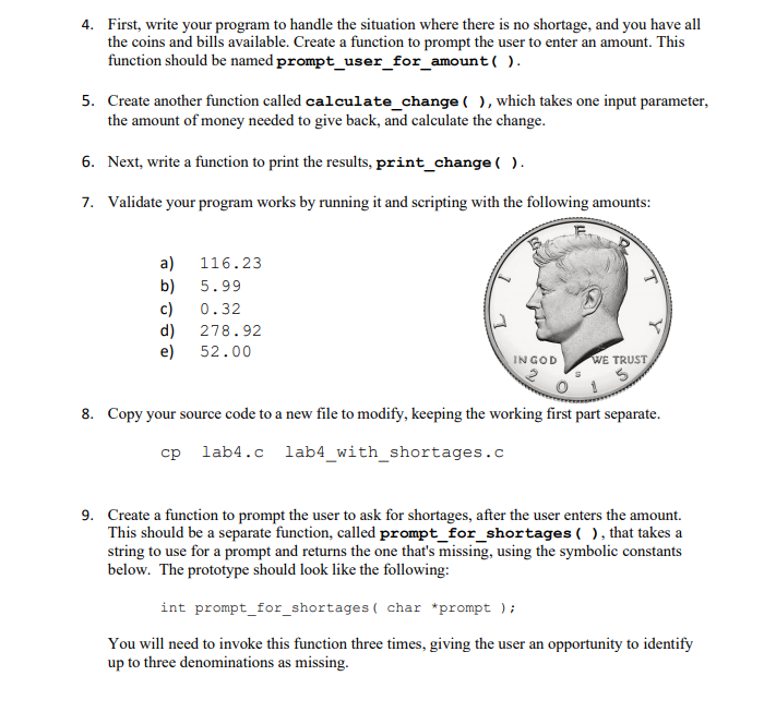 Solved Problem Background Create a program to process cash | Chegg.com