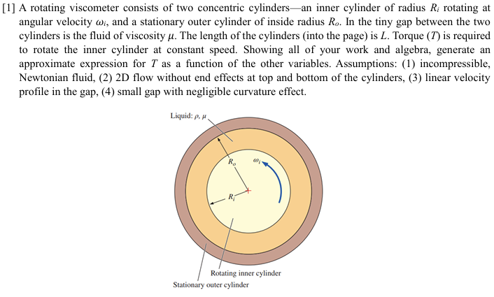 Solved [1] ﻿A rotating viscometer consists of two concentric | Chegg.com