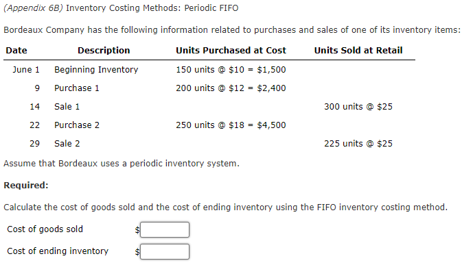 Solved (Appendix 6B) Inventory Costing Methods: Periodic | Chegg.com