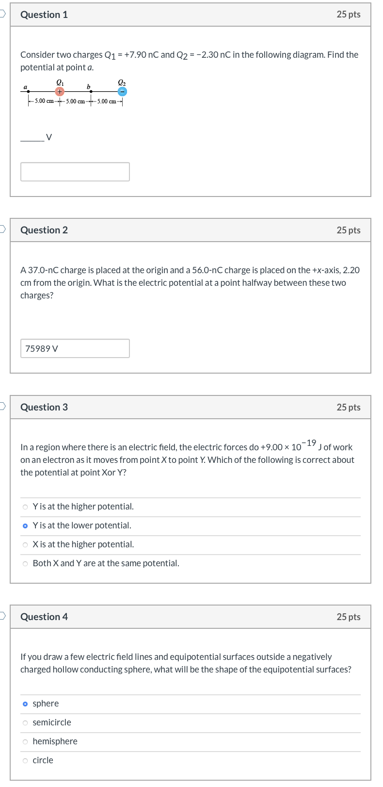 Solved Consider two charges q1=−43e and q2=20e at positions