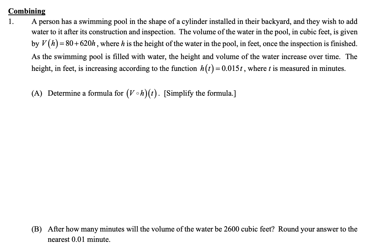Solved CombiningA person has a swimming pool in the shape of | Chegg.com
