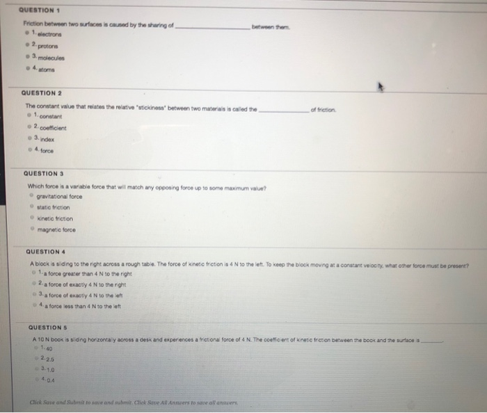 Solved QUESTION 1 between them Friction between two surfaces | Chegg.com