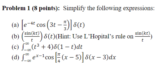 Solved Problem 1 (8 points): Simplify the following | Chegg.com