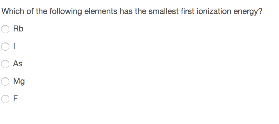 Solved Which Of The Following Elements Has The Smallest | Chegg.com