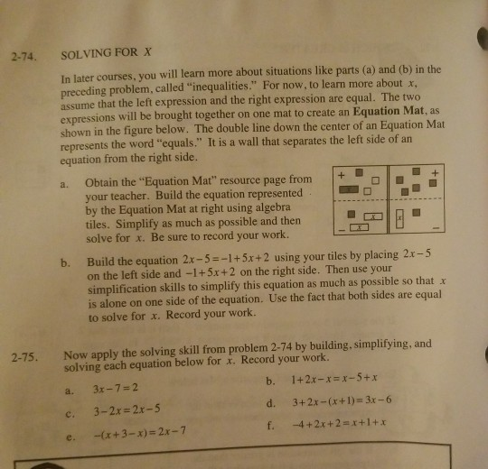 Solved 2-74. SOLVING FOR X In later courses, you will | Chegg.com