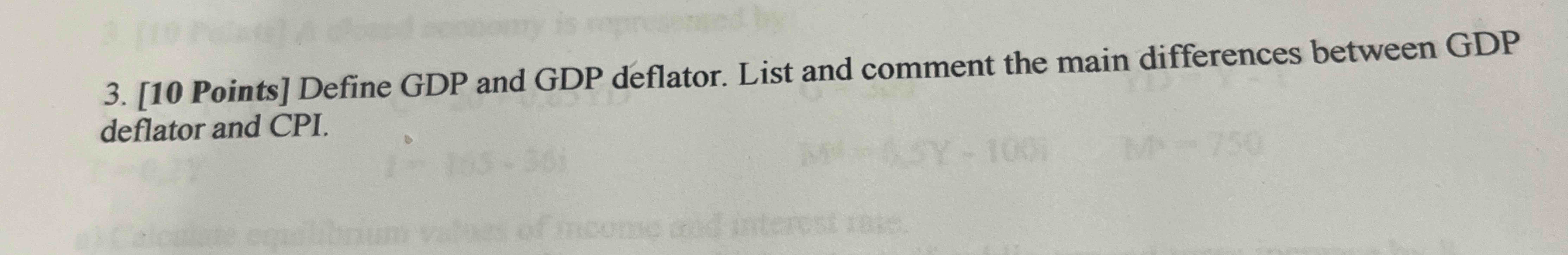 Solved 10 Points Define GDP And GDP Deflator List And Chegg Com   Image 