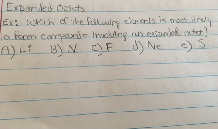 Which Of The Following Elements Can Form Compounds With An Expanded Octet