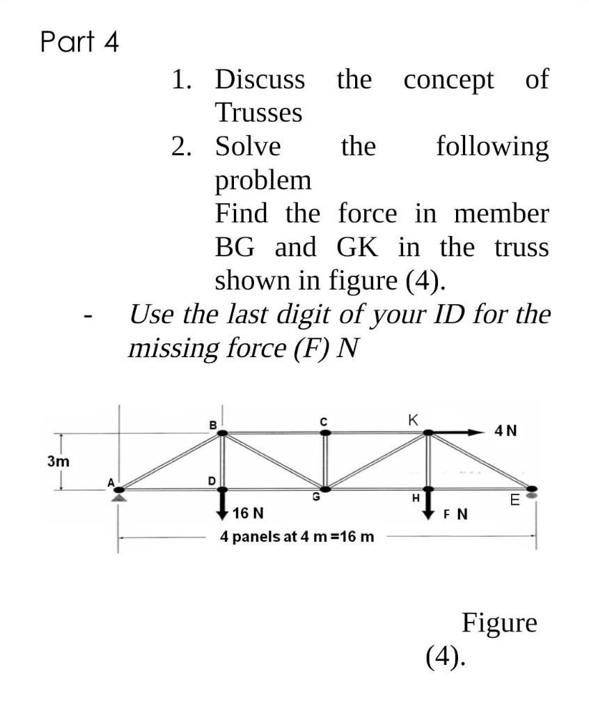 Solved Part 4 1. Discuss the concept of Trusses 2. Solve the | Chegg.com