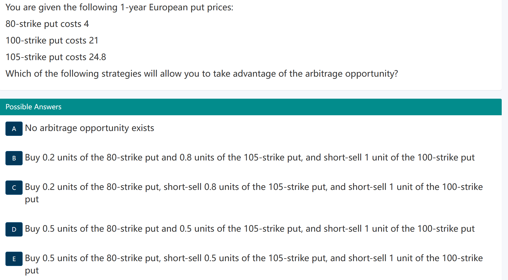 Solved You are given the following 1-year European put | Chegg.com