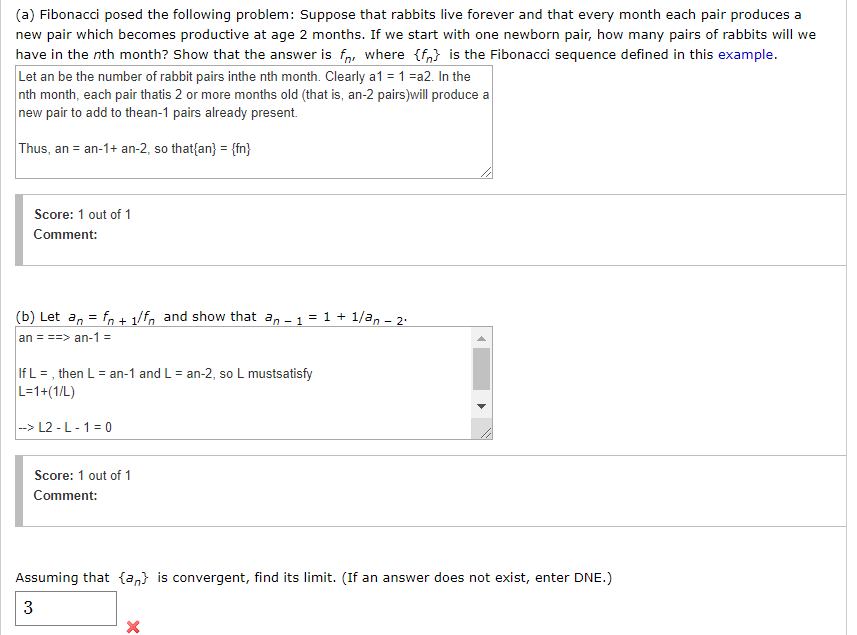 Solved (a) Fibonacci posed the following problem: Suppose | Chegg.com