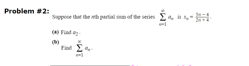 Solved Problem #2: Suppose that the nth partial sum of the | Chegg.com