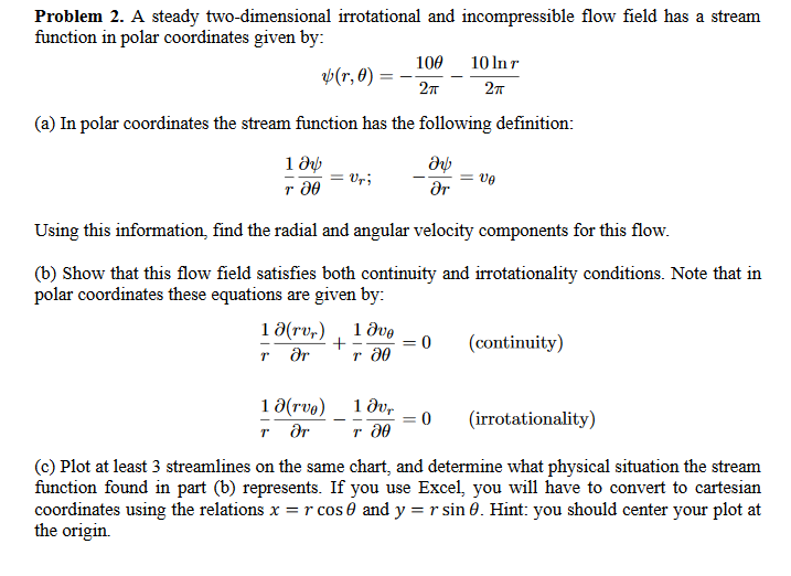 Solved Problem 2. A Steady Two-dimensional Irrotational And | Chegg.com