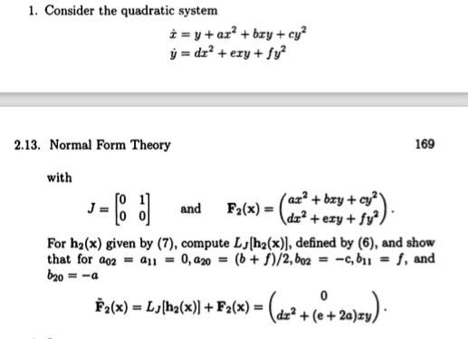 1 Consider The Quadratic System Y Ar Baey Chegg Com