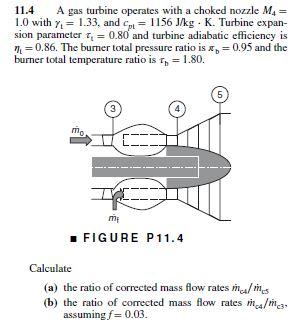 Solved 11 4 A gas turbine operates with a choked nozzle Me = Chegg com