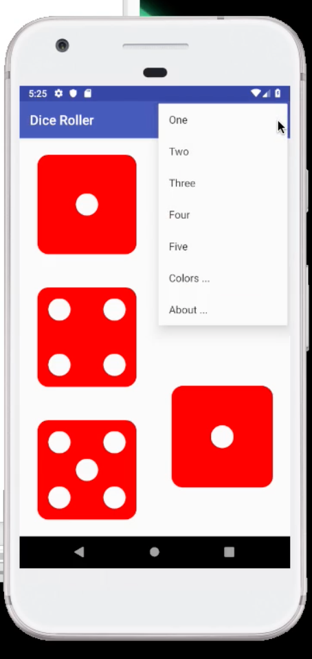 Solved Create only the color activity in the options menu 