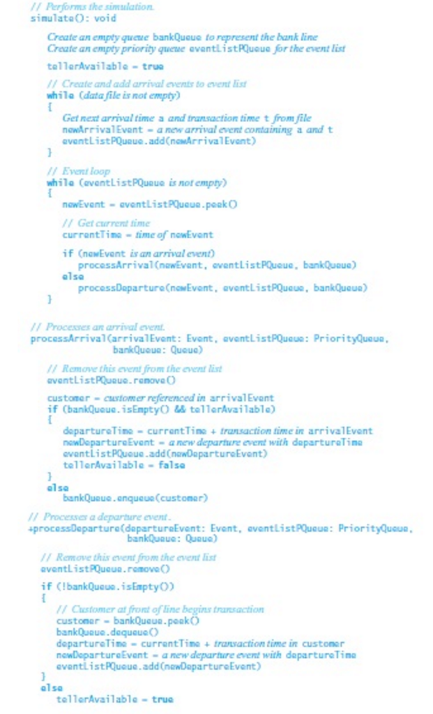 Solved C++ Bank Problem Implement the event-driven | Chegg.com