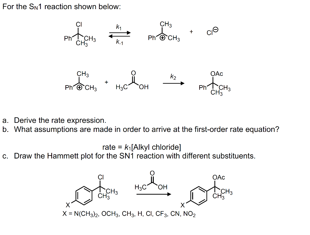 Solved For The Sn1 Reaction Shown Below: CH3 K1 Tcha Ph Ph & | Chegg.com