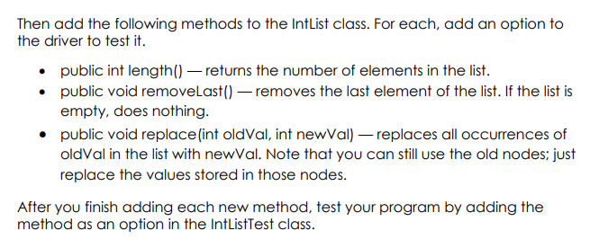 Solved The file IntList.java contains definitions for a | Chegg.com