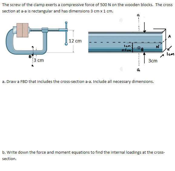 Solved The screw of the clamp exerts a compressive force of