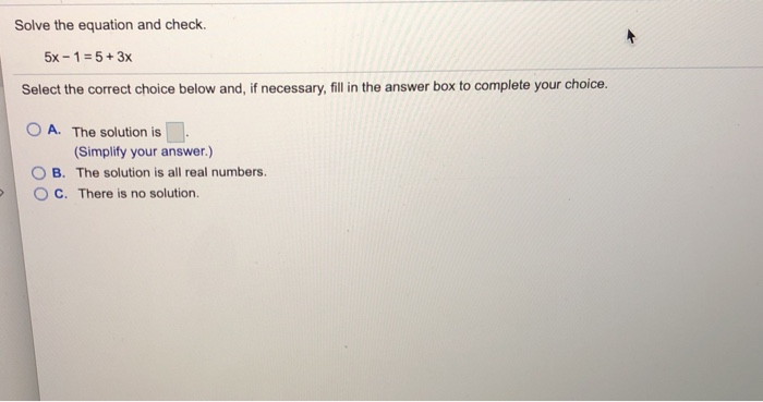 Solved Solve the equation and check. Select the correct | Chegg.com
