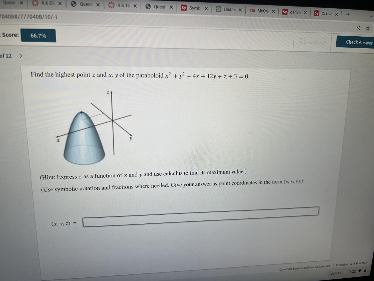 Sprawdzian Z 2 Semestru Z Chemii 3klgimnazjum Solved Find the highest point z and x,y of the paraboloid | Chegg.com
