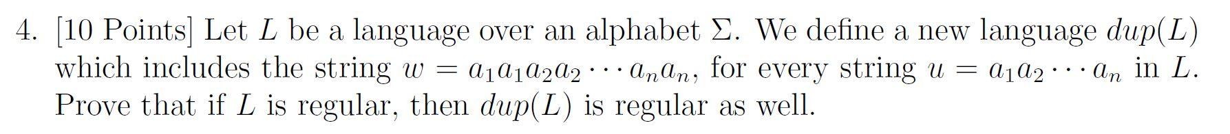 Solved 4. [10 Points] Let L be a language over an alphabet | Chegg.com