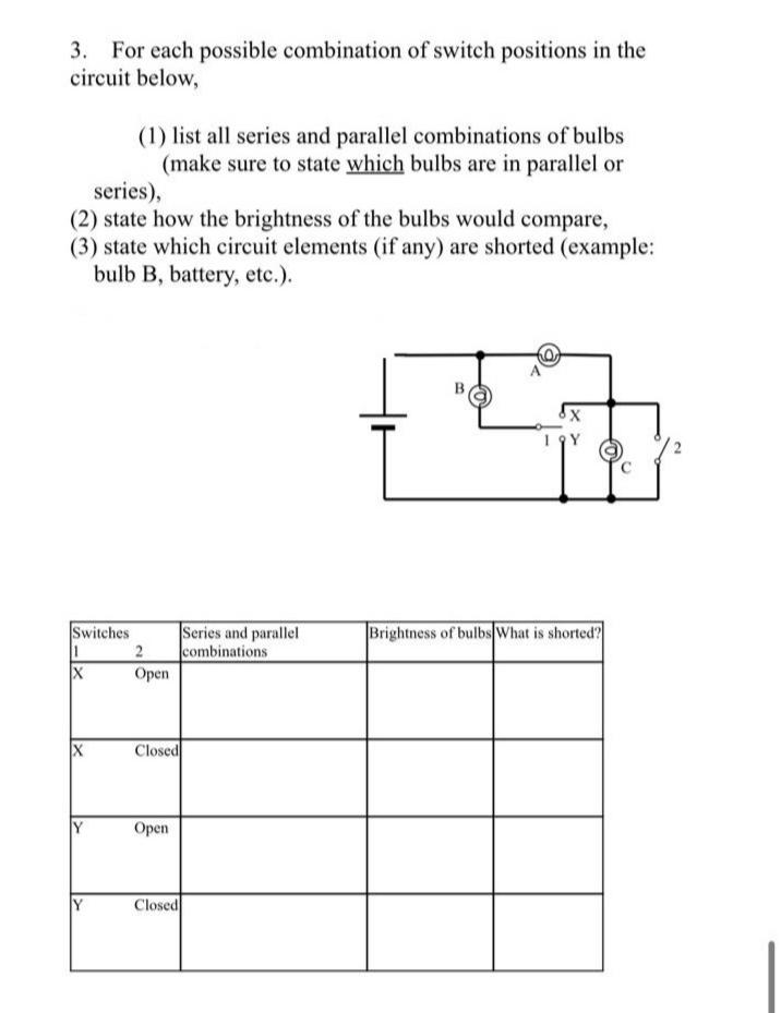 Solved 3. For Each Possible Combination Of Switch Positions | Chegg.com