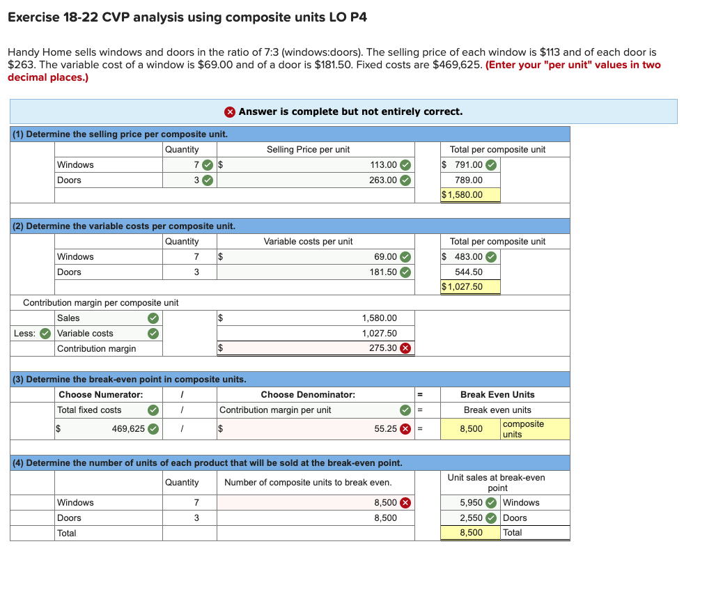 Solved Exercise 18 22 Cvp Analysis Using Composite Units Chegg Com