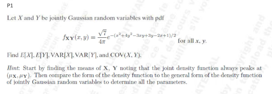 Solved P1 Let X And Y Be Jointly Gaussian Random Variables 3314