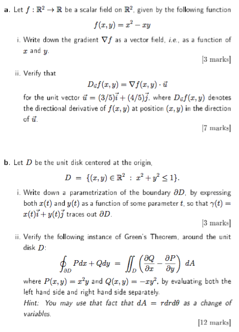 Solved A Let F R2 R Be A Scalar Field On R2 Given By Chegg Com