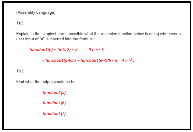 Solved (Assembly Language) 1a.) Explain in the simplest | Chegg.com