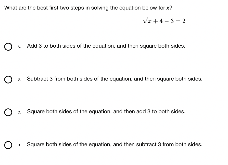 Solved What are the best first two steps in solving the | Chegg.com