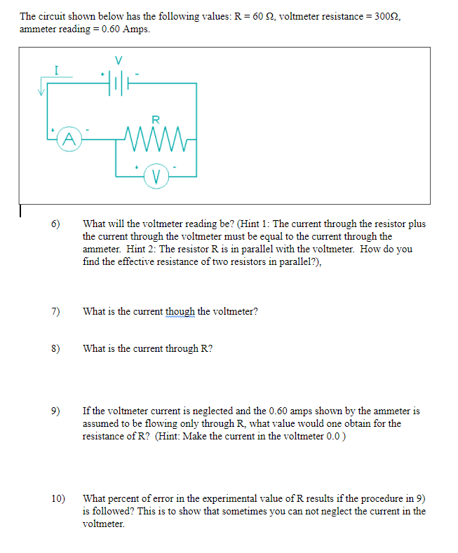 Solved Post Lab Questions Ammeters and Voltmeters Consider