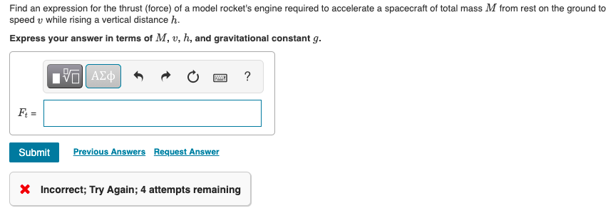 Solved Find an expression for the thrust (force) of a model | Chegg.com