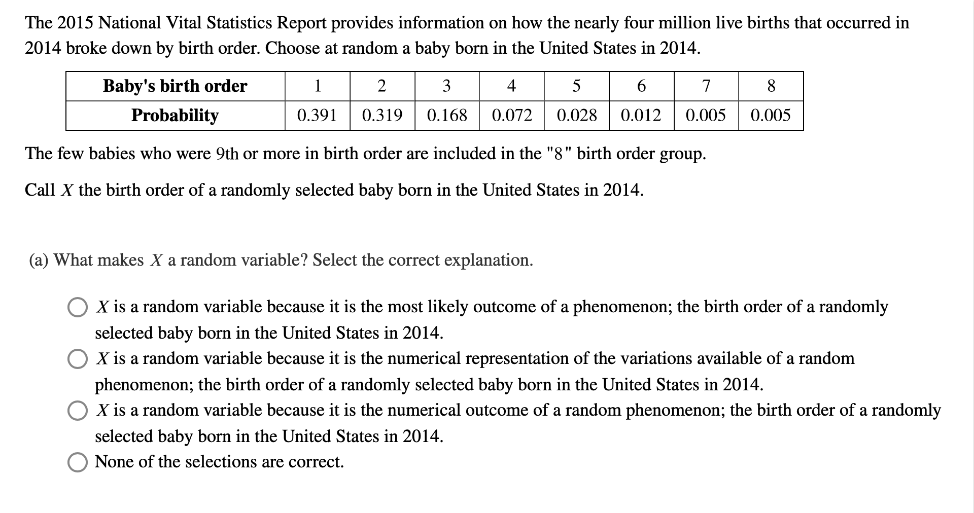 Solved The 2015 National Vital Statistics Report provides