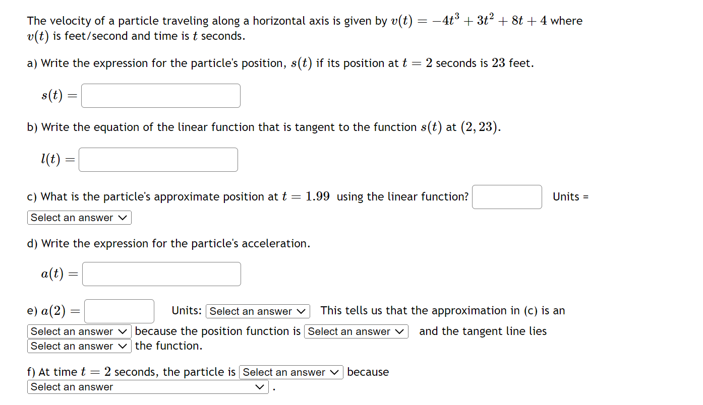 Solved The Velocity Of A Particle Traveling Along A | Chegg.com