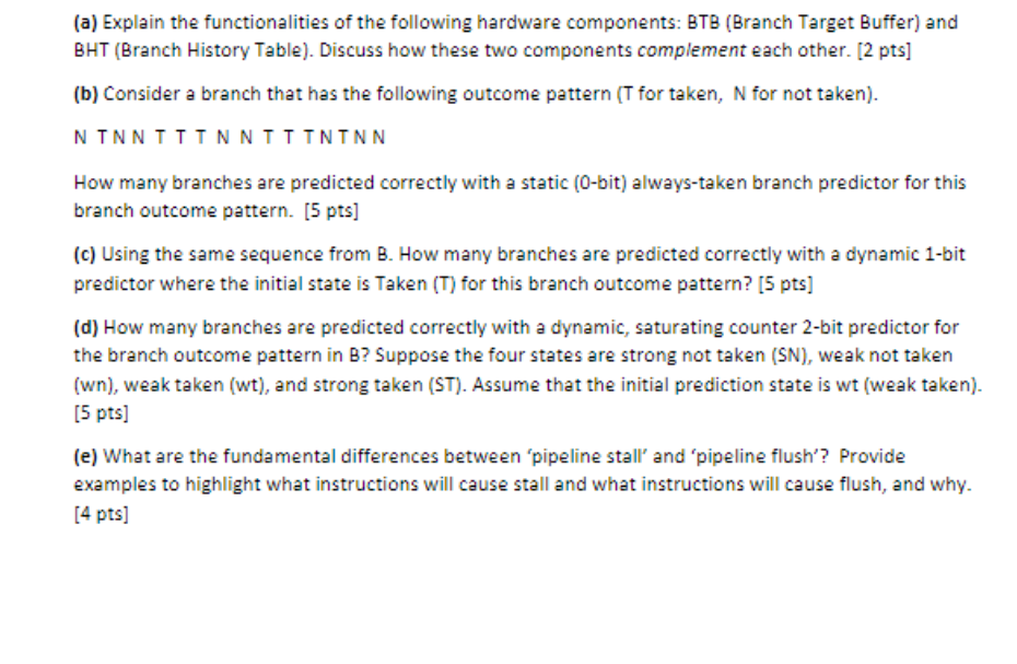 Solved (a) Explain The Functionalities Of The Following | Chegg.com