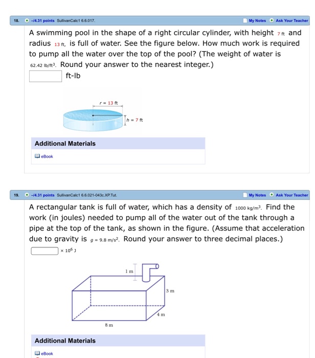 Solved 18.14.31 points SulivanCalc1 66.017 My Notes Ask Your | Chegg.com