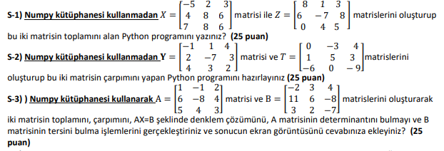Solved S-1) Without using numpy library 𝑋 = ( −5 2 3 4 8 | Chegg.com