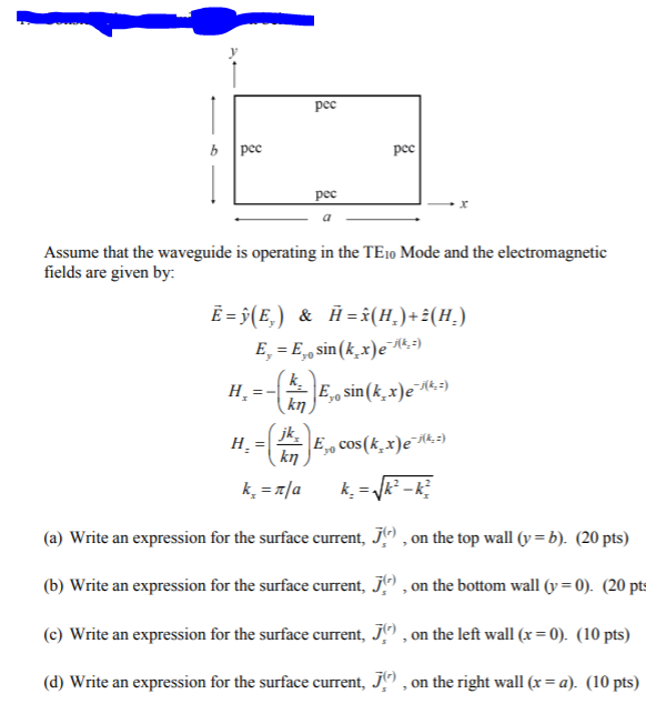 B Pec Pec Pec Assume That The Waveguide Is Operati Chegg Com